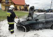 Pożar samochodu w Trzetrzewinie