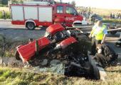 Zderzenie motocykla z ciągnikiem rolniczym w Ptaszkowej