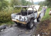 Spłonął  Nissan Patrol w Rytrze