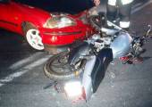 Zabrzeż – zderzenie samochodu osobowego i motocykla