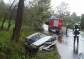 Łazy Biegonickie-samochód osobowy wypał z drogi