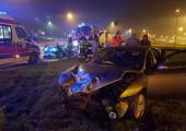 Nowy Sącz, ul. RONDO SOLIDARNOŚCI - zderzenie dwóch samochodów osobowych