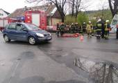 Stary Sącz, ul. Krakowska- zderzenie samochodu osobowego oraz motocykla