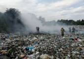 Stary Sącz, ul. Piaski – pożar na wysypisku śmieci