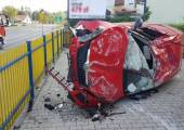 Nowy Sącz, ul. Beliny- Prażmowskiego- dachowanie samochodu osobowego