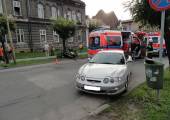 Nowy Sącz ulica Długosza-zderzenie motocykla i samochodu osobowego