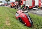 Bilsko- samochód osobowy wypadł z drogi