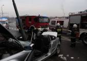 Nowy Sącz ulica Tarnowska - samochód osobowy uderzył w latarnię