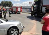 Nowy Sącz ulica Dojazdowa – zderzenie samochodu ciężarowego, osobowego oraz rowerzysty