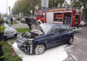 Nowy Sącz ulica Węgierska – pożar samochodu osobowego na parkingu